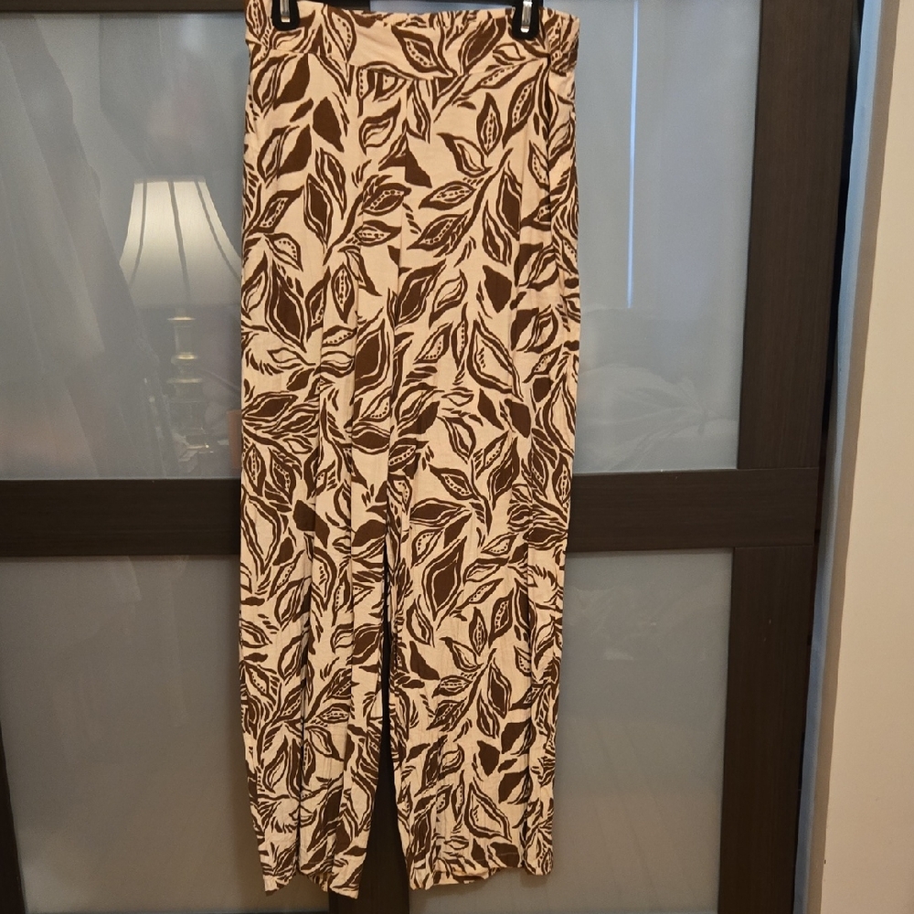 Mango Brown and White Patterned Pants